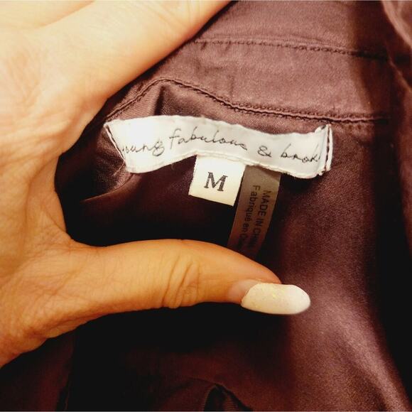 YOUNG FABULOUS & BROKE BROWN SILK LIKE BLOUSE SIZE MED - Picture 6 of 7